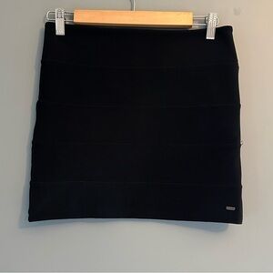 PINK by Victorias Secret Black ribbed panel mini bodycon pencil skirt